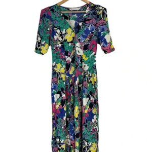 Vintage Women’s Floral Dress Size 12 Artsy Flower Colorful Hippie 80's